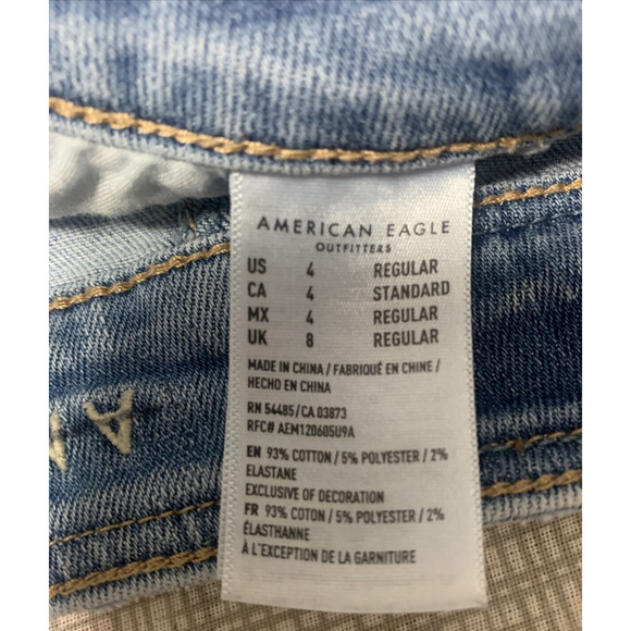 American Eagle Womens 4 Hi Rise A Line Skirt Light Blue Wash Jean Button Down - Picture 7 of 7